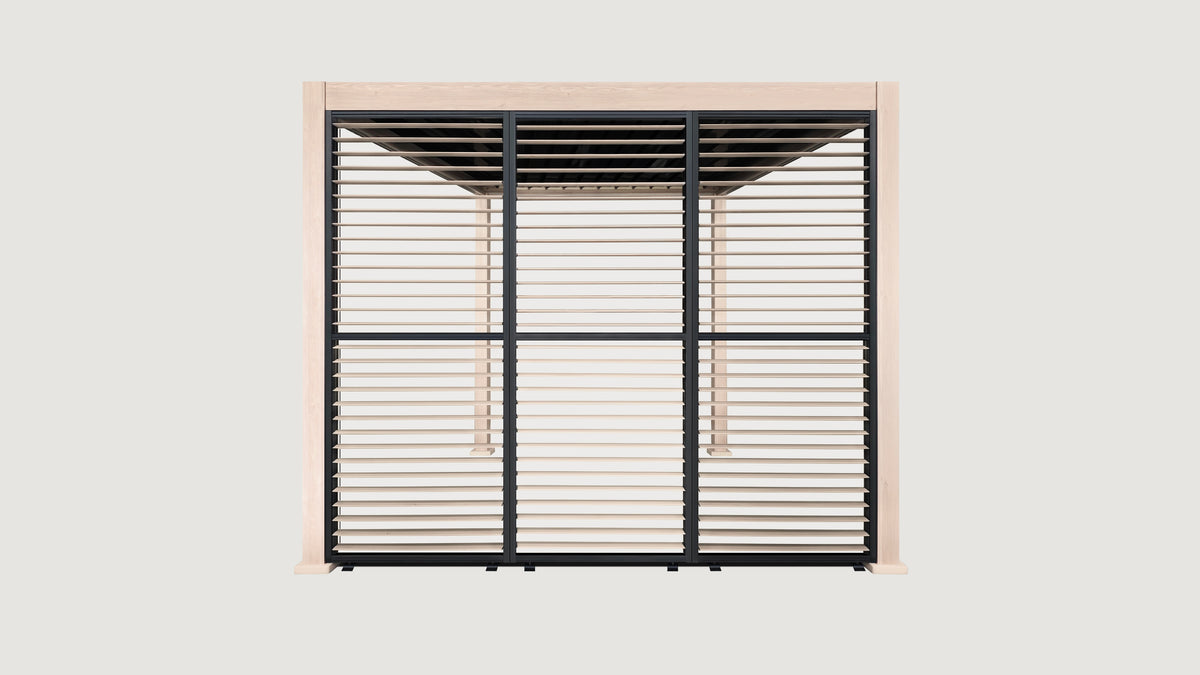 3m Aluminium Louvre Side Wall – 3 Panel Set (Wood Grain Effect) LuxShade™ & SplitZone™ 3x6 Compatible