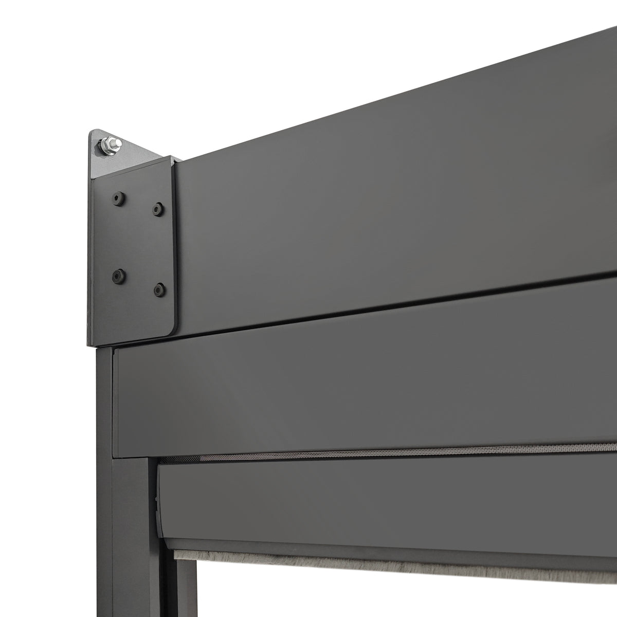 EdgeShade™ 3m x 4m Wall-Mounted Aluminium Pergola, Louvred Roof, RGBW LEDs & 3 Zip Windscreens –  Grey