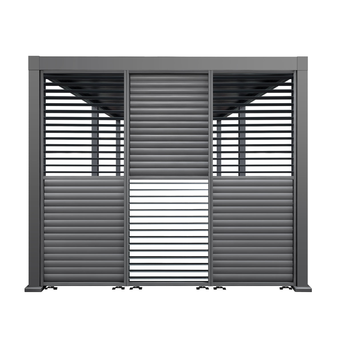 3M Aluminium Shuttered Louvre Side Wall (1m x Three Panels) in Dark Grey