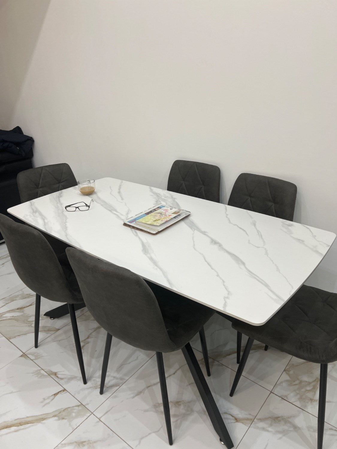 Dakota Rectangle Ceramic Dining Table | Black Iron Spider Base - 160cms