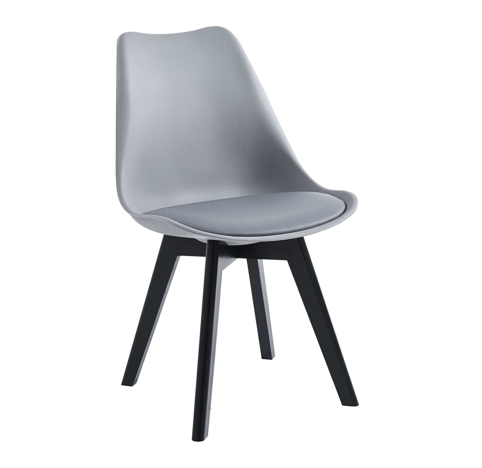 4 x Harris Ergonomic Dining Chairs - Grey Chairs with Black Wooden Legs Casa Maria Designs 