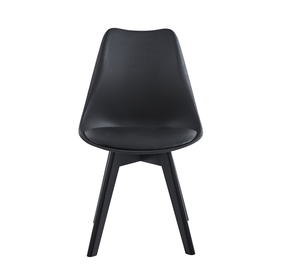 4 x Harris Ergonomic Dining Chairs - Black Chairs with Black Wooden Legs Casa Maria Designs 