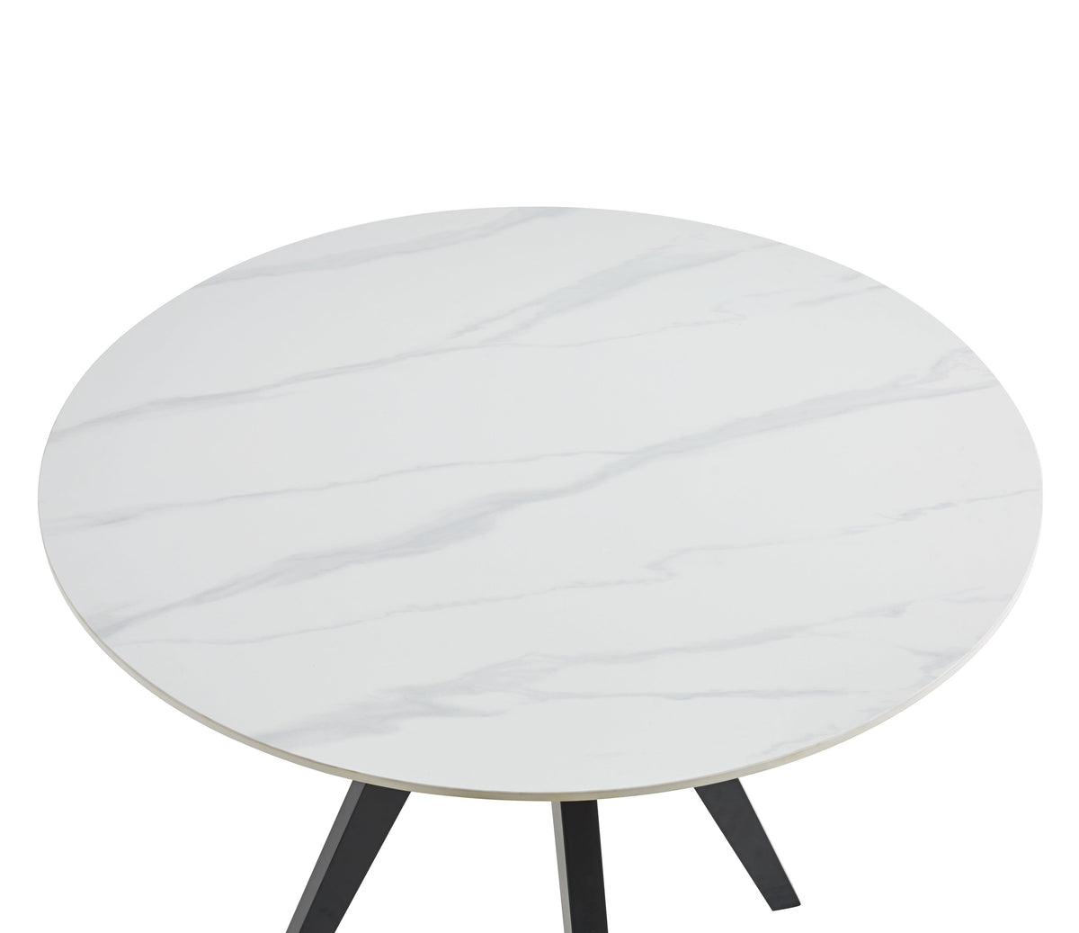 Calvin White Round Ceramic Table (100cms) &amp; 4 Grey Chairs Dining Set Casa Maria Designs 