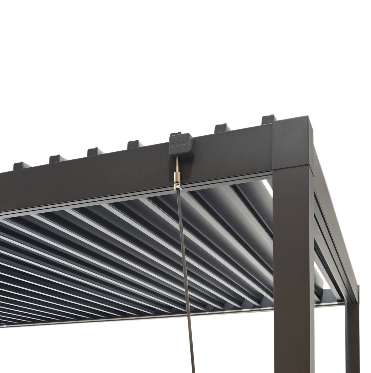 100% Aluminium LED Pergola with Double-Layered Louvered Roof 3 x 3m Grey