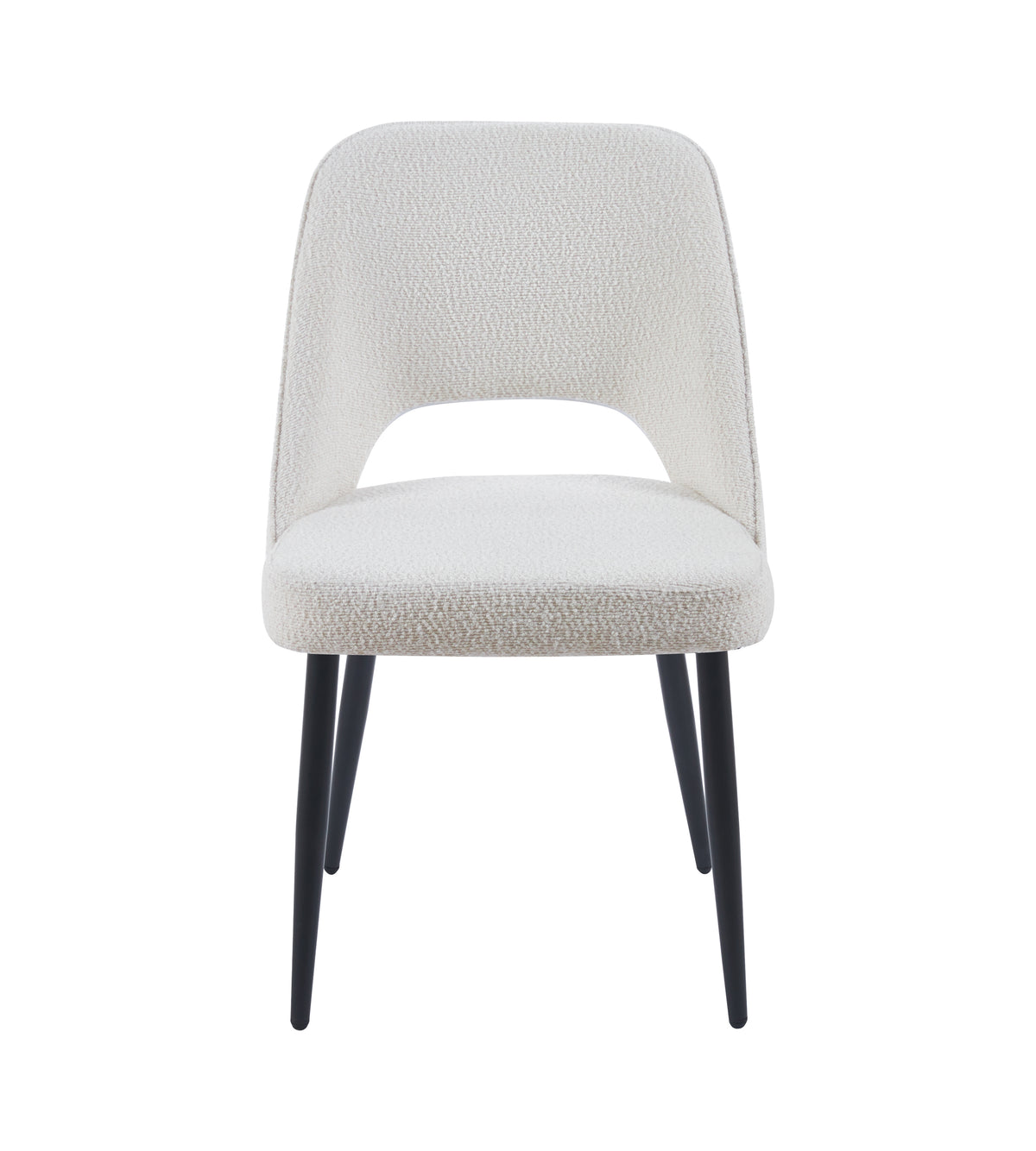 Vincent Set Of 2 Modern Bouclé &quot;Teddy&quot; Fabric Dining Chairs | Off White