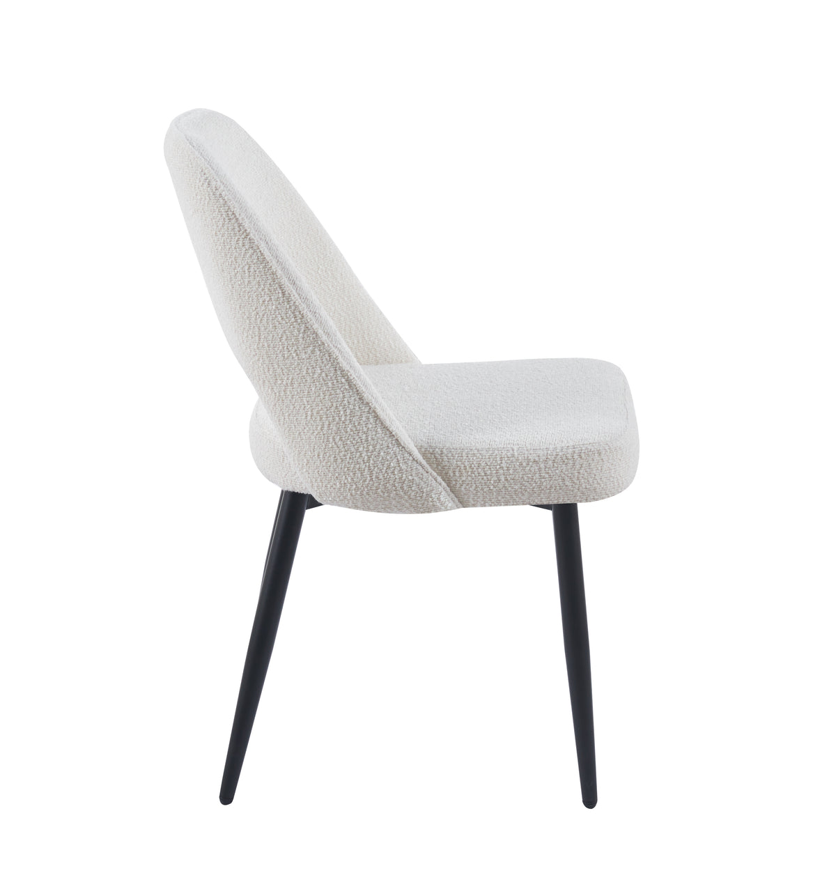 Vincent Set Of 2 Modern Bouclé &quot;Teddy&quot; Fabric Dining Chairs | Off White