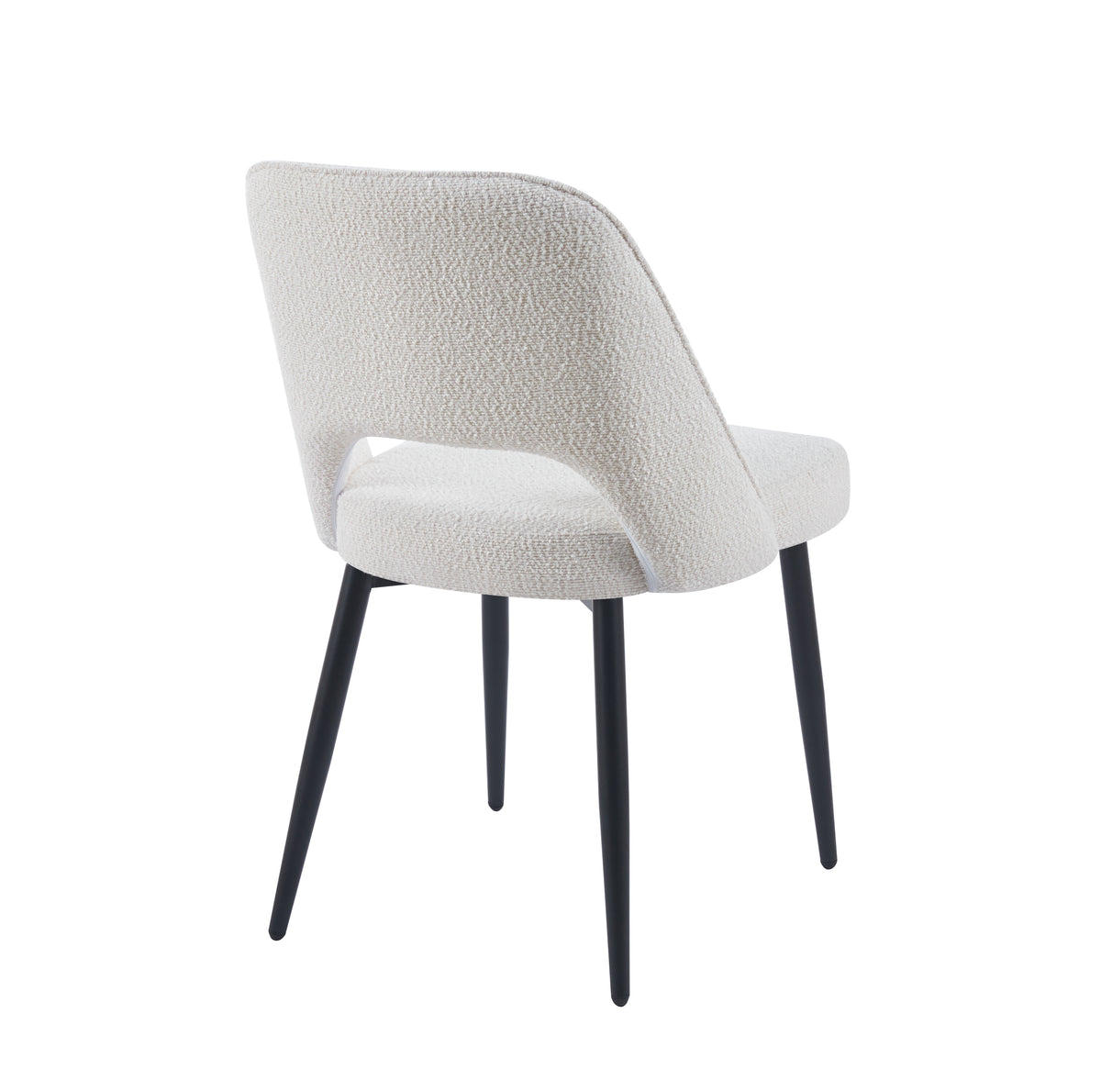 Vincent Set Of 2 Modern Bouclé &quot;Teddy&quot; Fabric Dining Chairs | Off White