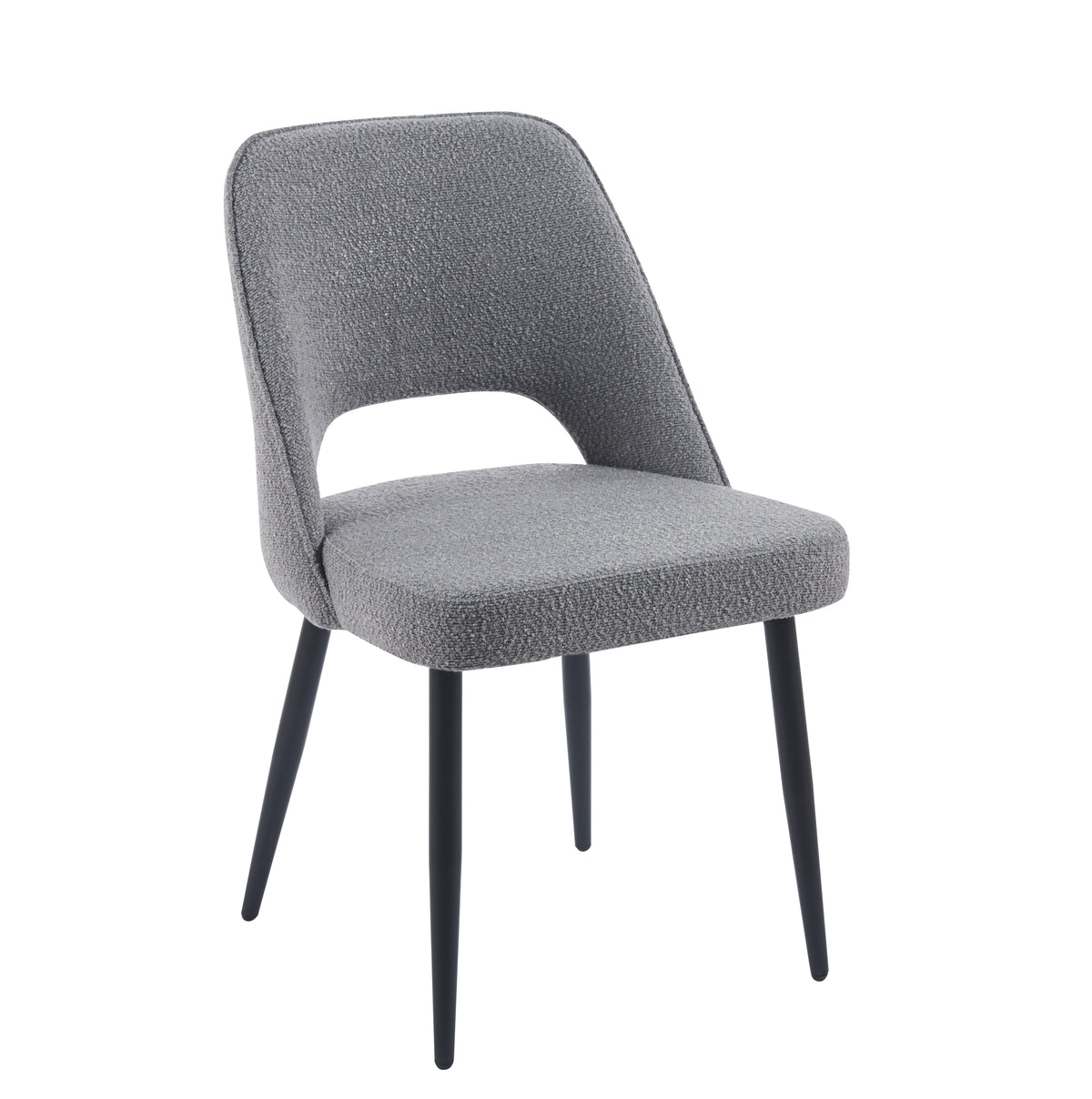 Vincent Set Of 2 Modern Bouclé &quot;Teddy&quot; Fabric Dining Chairs | Grey