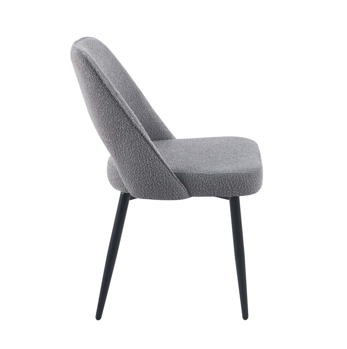 Vincent Set Of 2 Modern Bouclé &quot;Teddy&quot; Fabric Dining Chairs | Grey