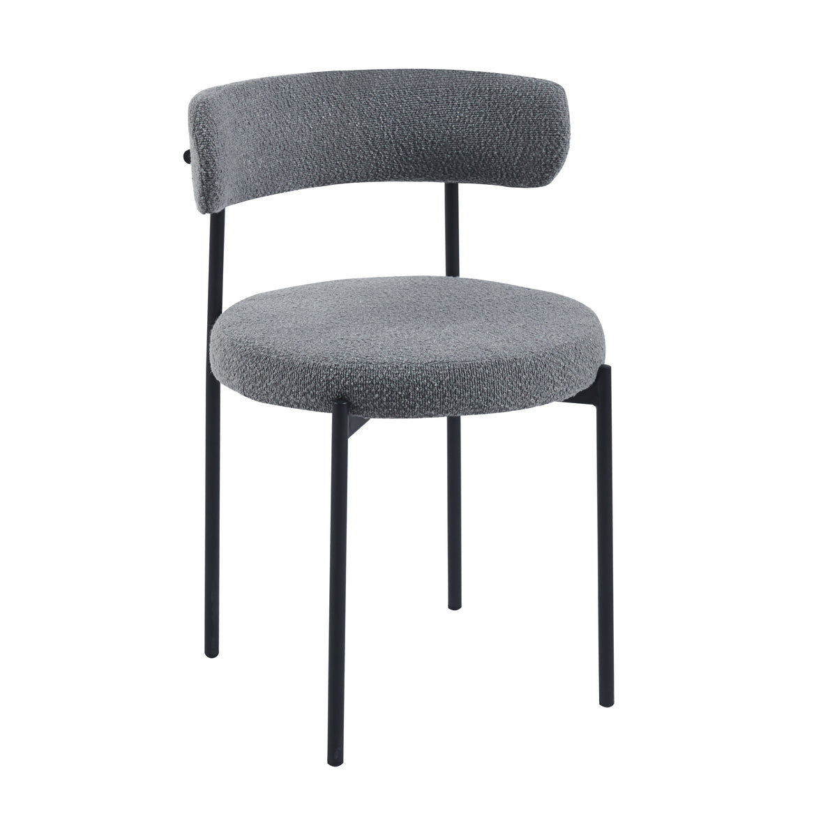 Danni Set Of 4 Modern Bouclé &quot;Teddy&quot; Fabric Dining Chairs | Grey