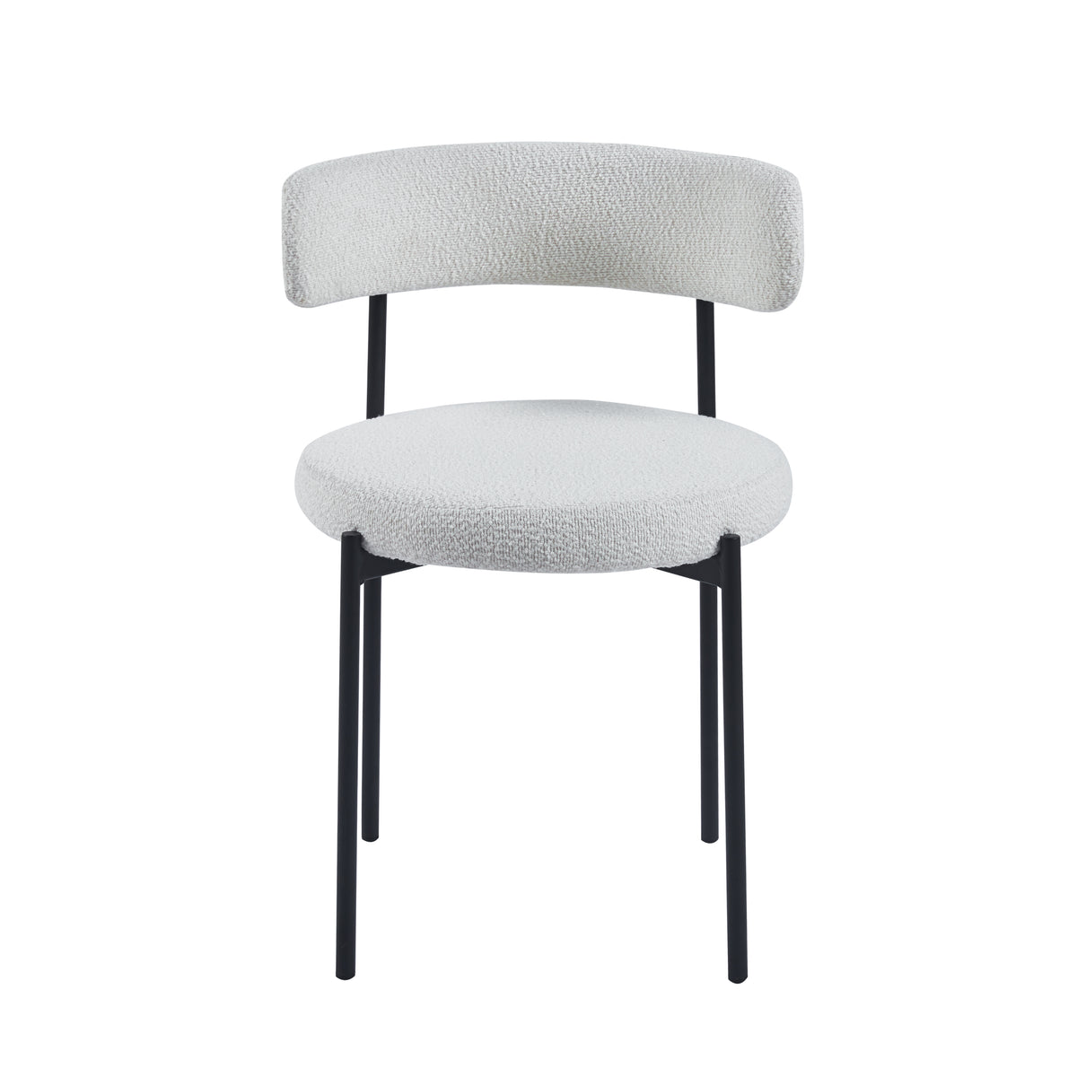 Danni Set Of 4 Modern Bouclé &quot;Teddy&quot; Fabric Dining Chairs | Off White