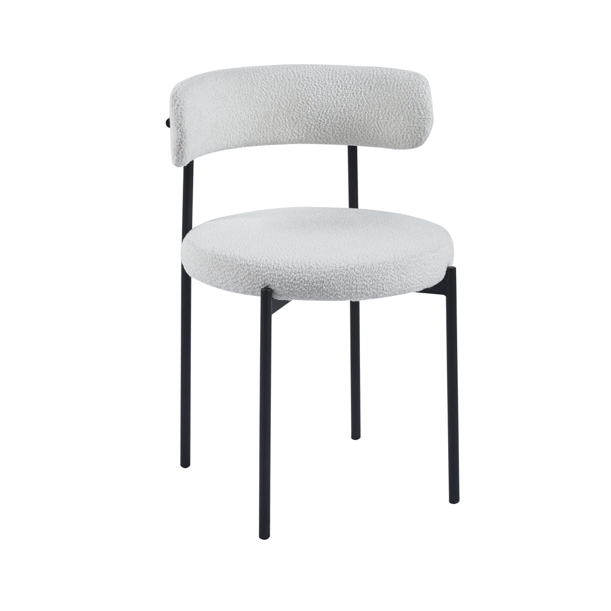 Danni Set Of 4 Modern Bouclé &quot;Teddy&quot; Fabric Dining Chairs | Off White