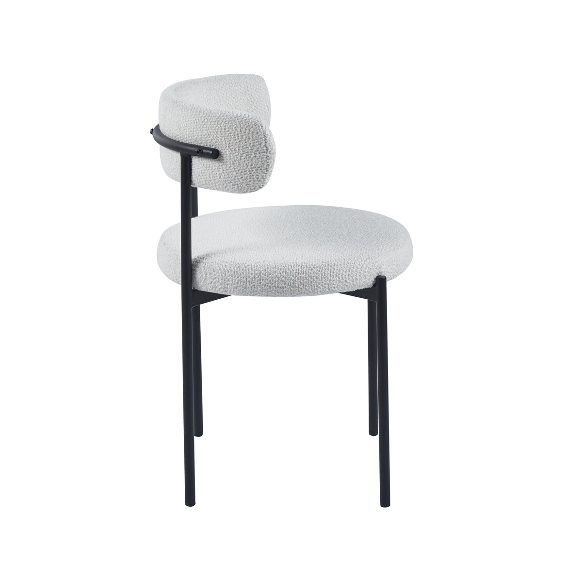 Danni Set Of 4 Modern Bouclé &quot;Teddy&quot; Fabric Dining Chairs | Off White