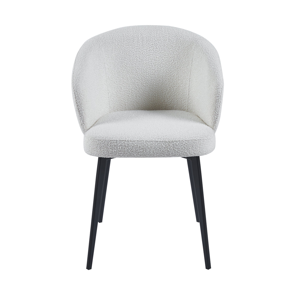 Alice Set Of 2 Modern Bouclé &quot;Teddy&quot; Fabric Dining Chairs | Off White