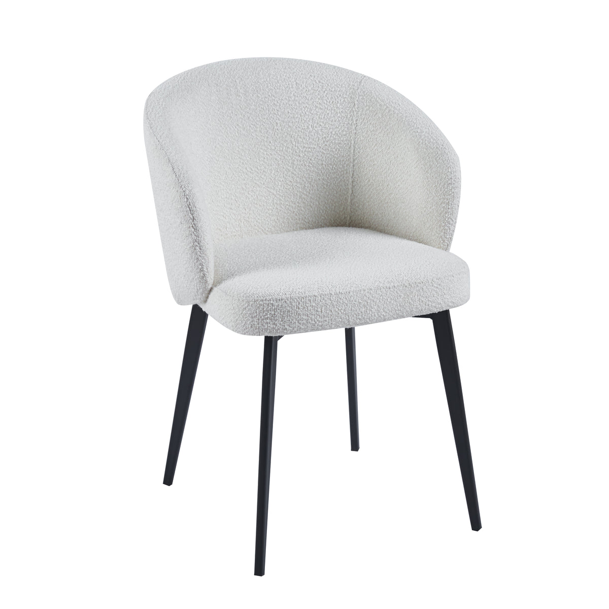 Alice Set Of 2 Modern Bouclé &quot;Teddy&quot; Fabric Dining Chairs | Off White