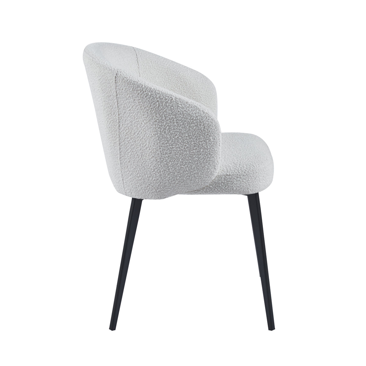 Alice Set Of 2 Modern Bouclé &quot;Teddy&quot; Fabric Dining Chairs | Off White