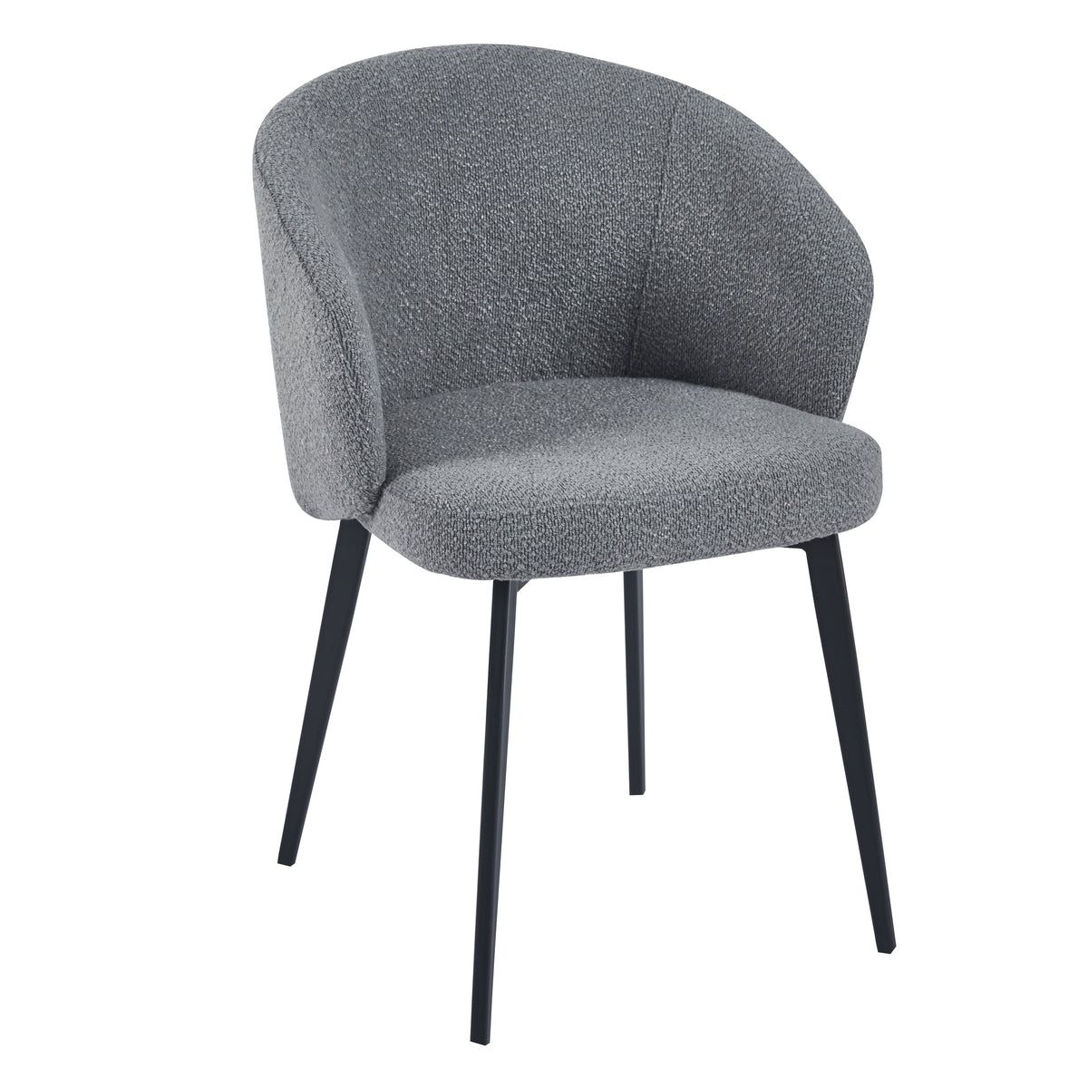 Alice Set Of 2 Modern Bouclé &quot;Teddy&quot; Fabric Dining Chairs | Grey