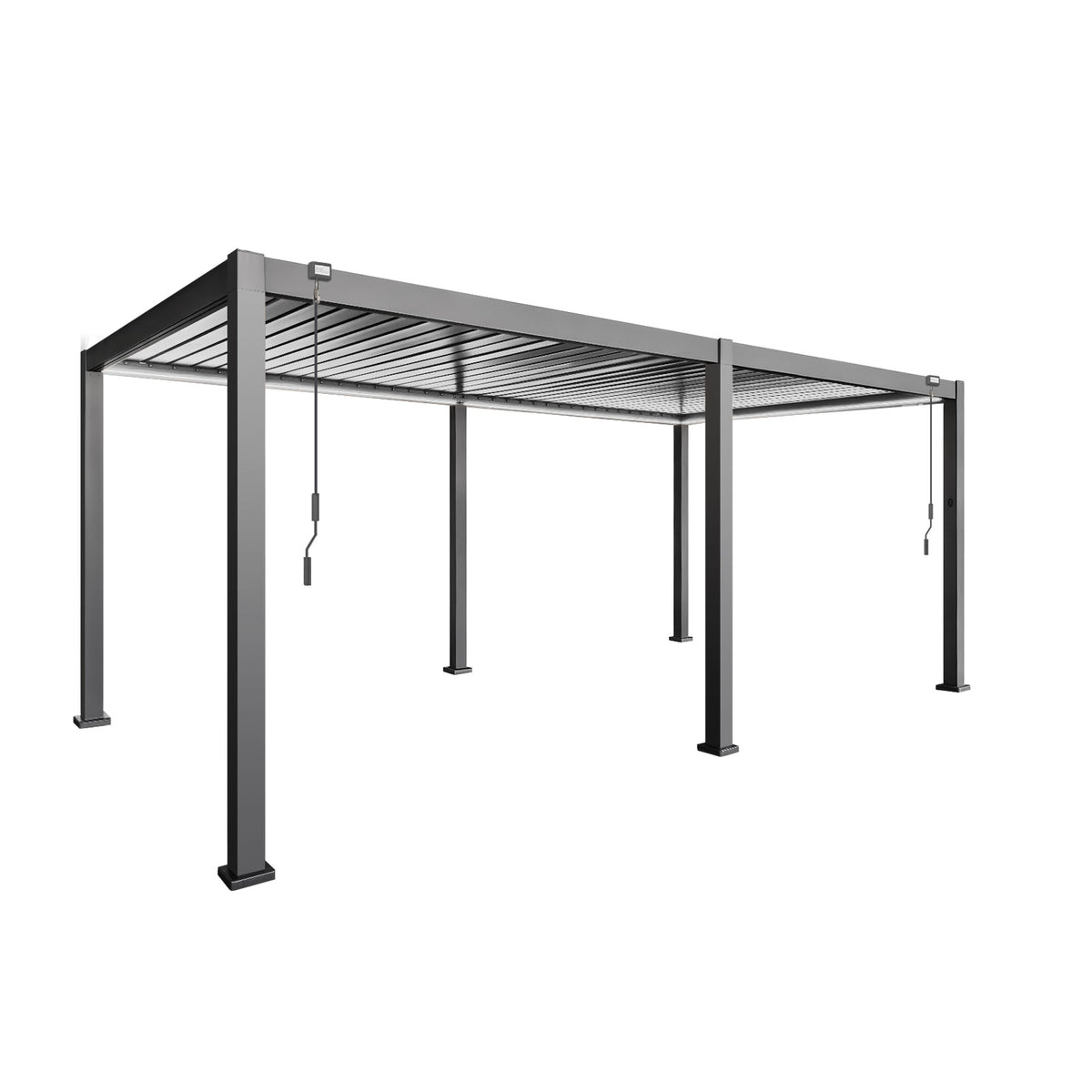 LuxShade™ 3×6m Aluminium Pergola with LEDs, Double-Layered Louvred Roof