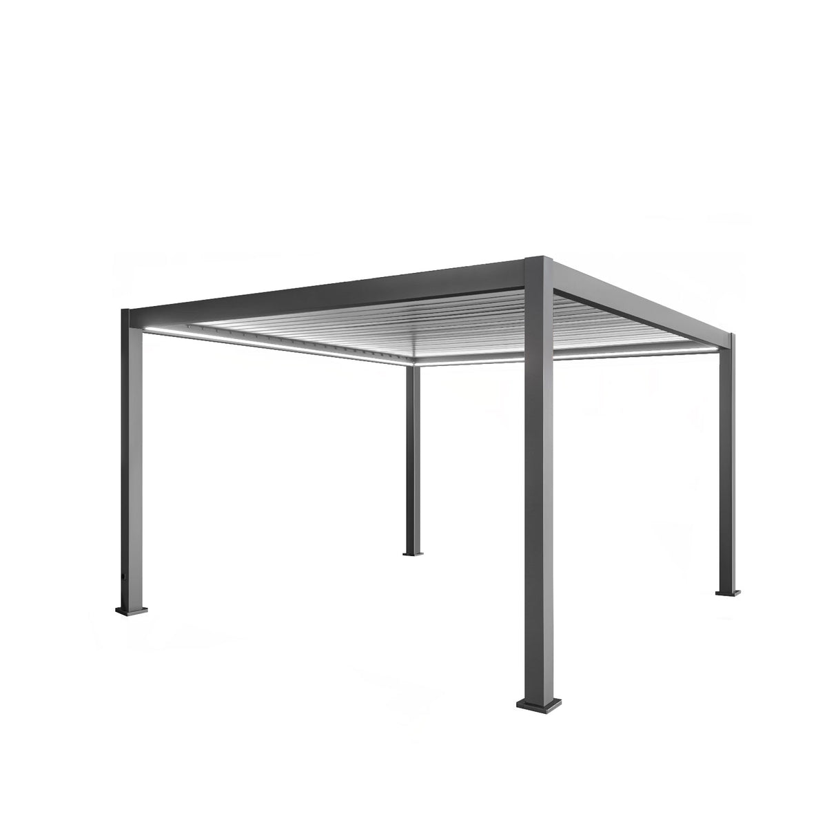 LuxShade™ 4×4m Aluminium Pergola with LEDs, Double-Layered Louvred Roof
