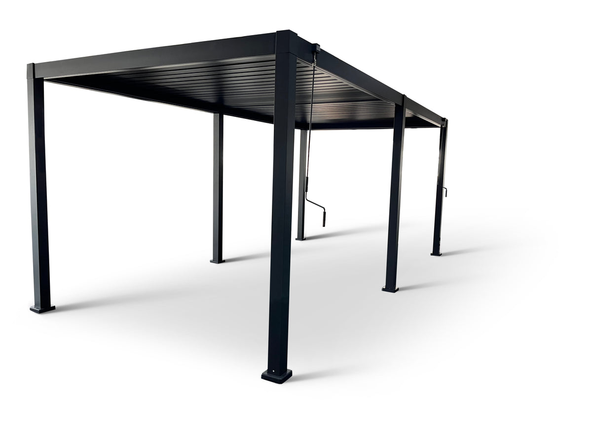 LuxShade™ 3×6m Aluminium Pergola with LEDs, Double-Layered Louvred Roof