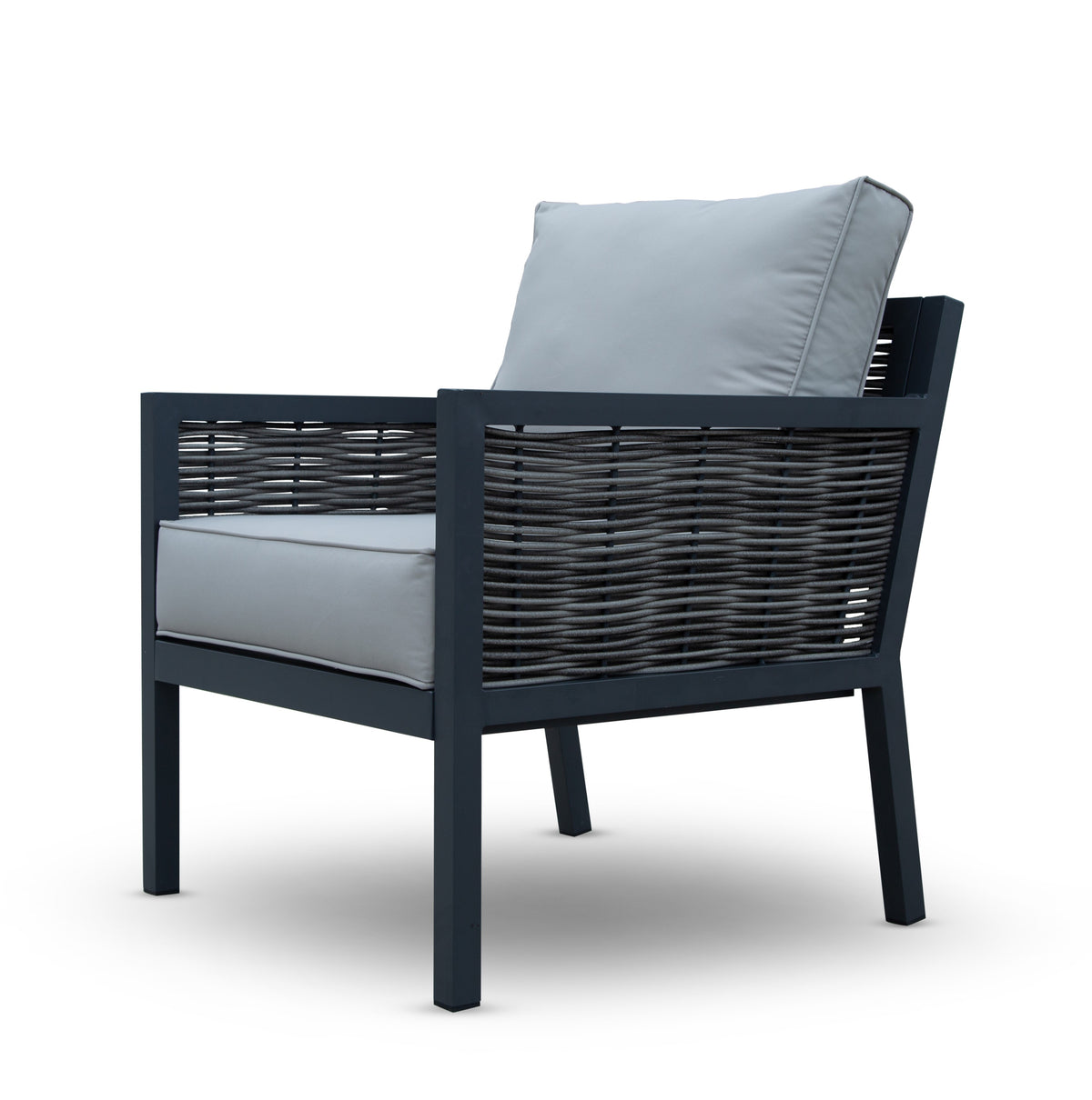 Porto Aluminium Corner Sofa, Chair, Bench &amp; Fire Pit Dining Table Set | Light Grey