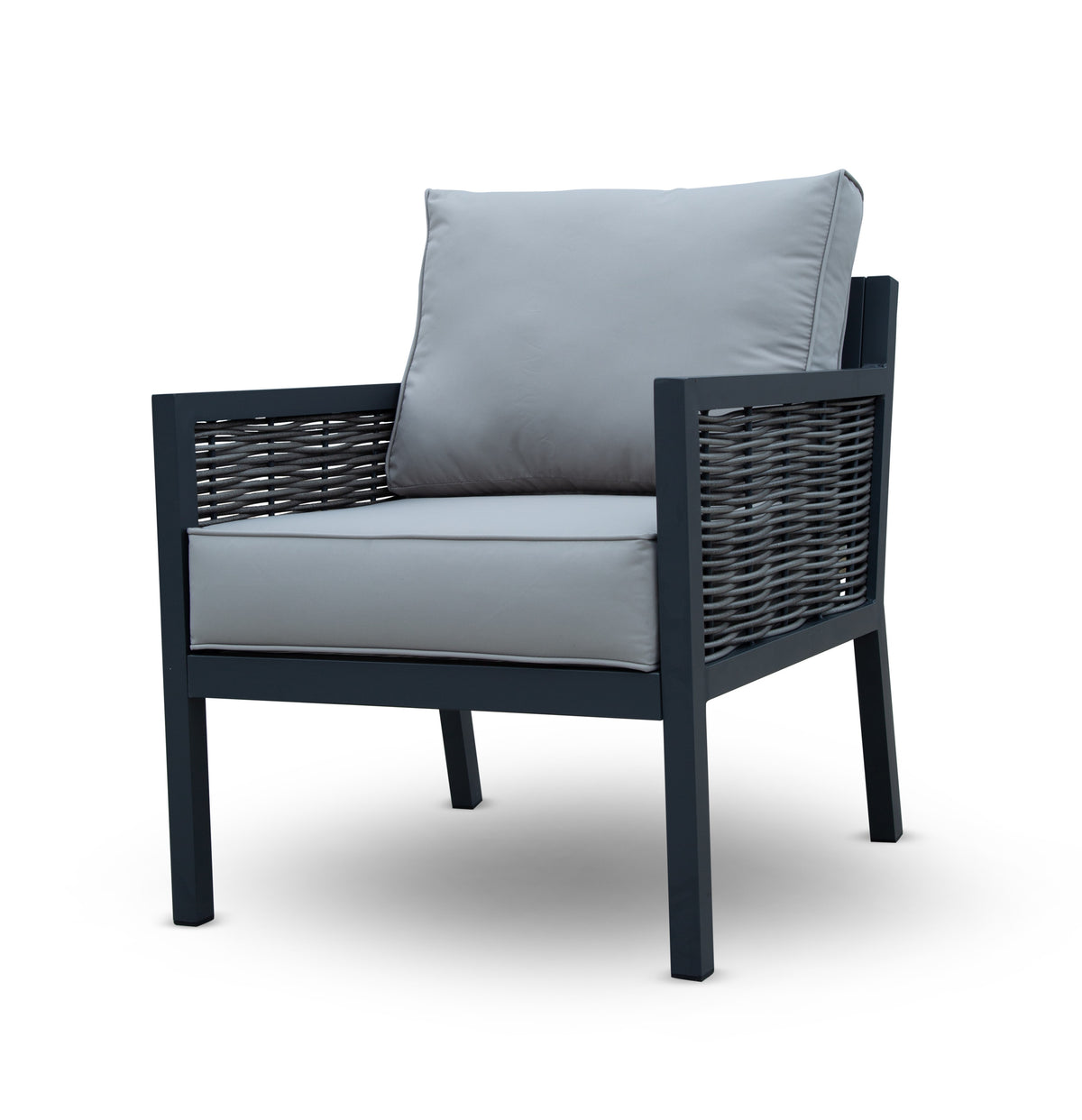 Porto Aluminium Corner Sofa, Chair, Bench &amp; Fire Pit Dining Table Set | Light Grey