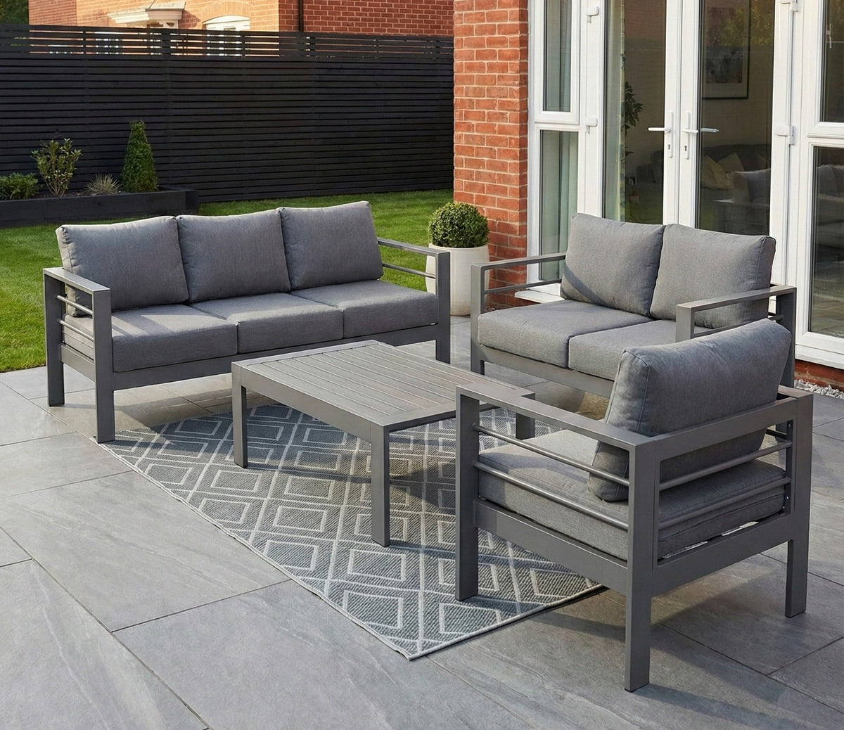 Aluminium 4 Piece Garden Furniture Sofa Set in Grey