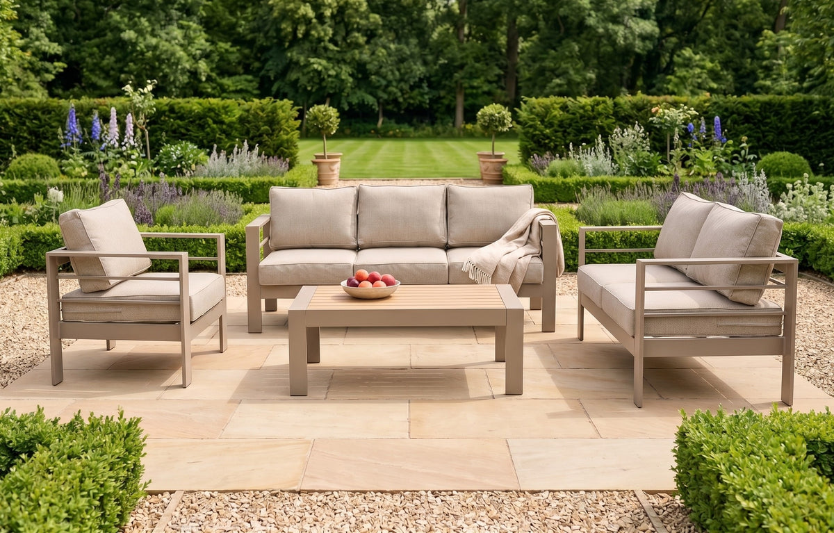 Aluminium 4-Piece Garden Furniture Set (3+2+1) – Taupe Beige