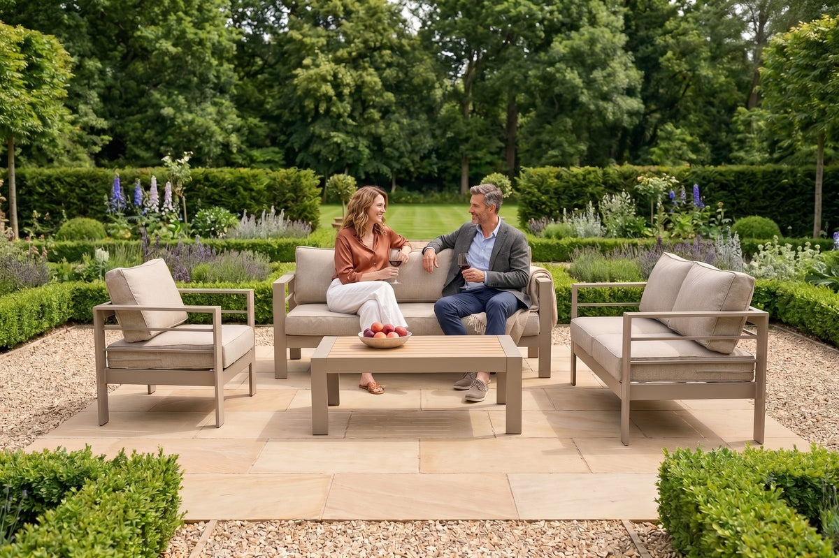 Aluminium 4-Piece Garden Furniture Set (3+2+1) – Taupe Beige