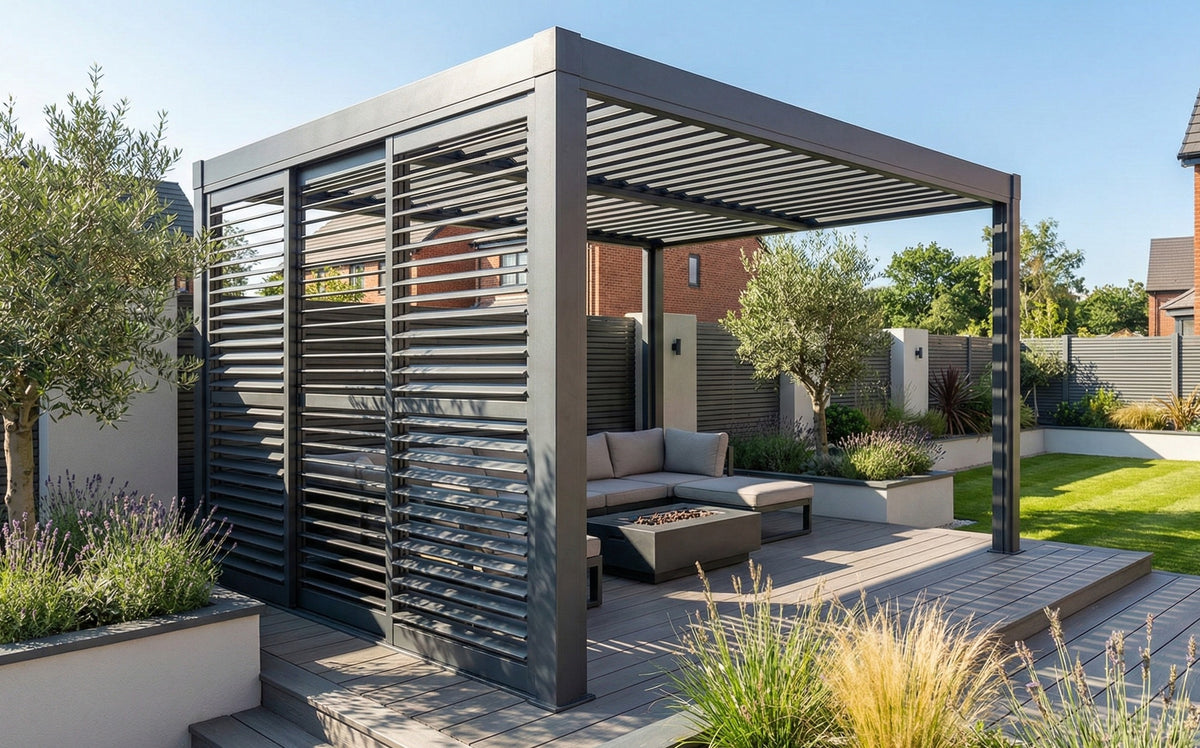 3M Aluminium Shuttered Louvre Sliding Door System – LuxShade™ Pergola Series