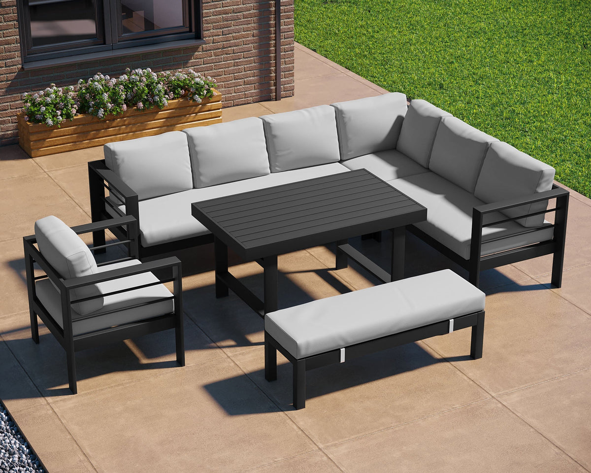 Aluminium Right Corner Sofa Outdoor Dining Set Black And Grey Casa aluminium-right-corner-sofa-outdoor-dining-set-black-and-grey-casa