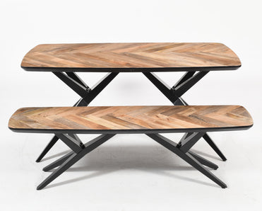 【LIFE FURNITURE 】HERRINGBONE TABLE LIFE FURNITURE HERRINGBONE TABLE zq Herringbone Solid Wood
