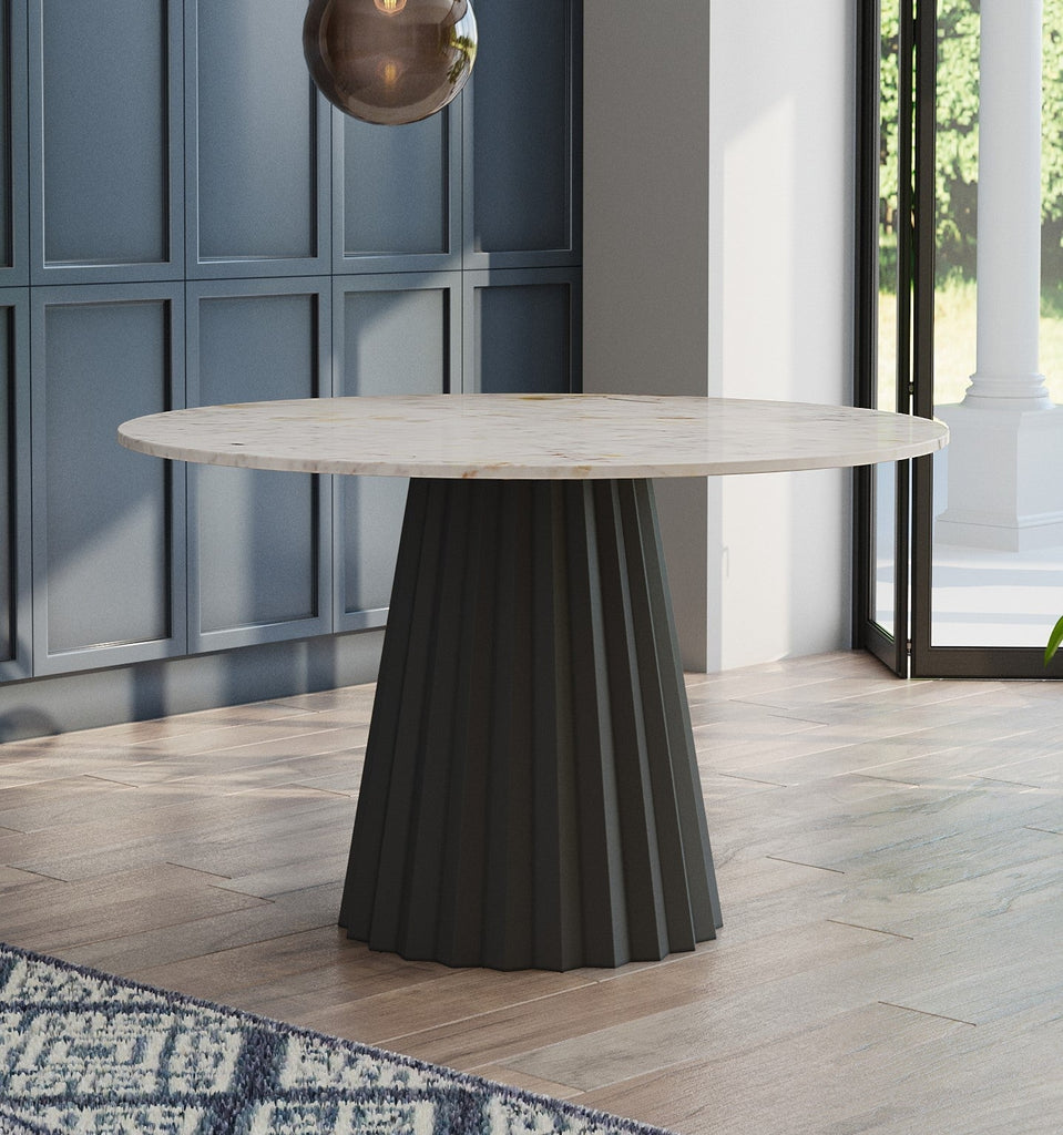 Ubud Round Dining Table with Italian Grey Marble Top