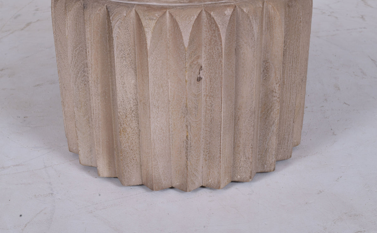 Aurelia Round Mango Wood Dining Table | Carved Fluted Pedestal Base | 120 cm