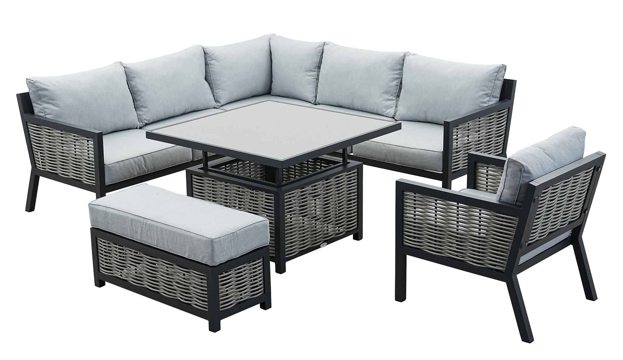 Salone Rising Table Lisbon Aluminium Corner Sofa, Chair, Bench & Rising Table Dining Set ...