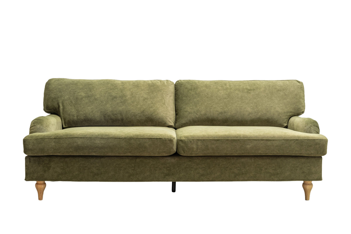 Hattie 3 Seater Sofa | Green Plush Velvet