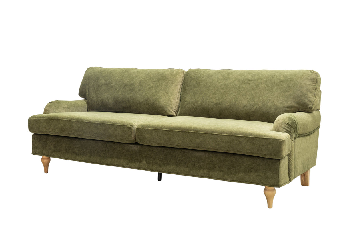 Hattie 3 Seater Sofa | Green Plush Velvet