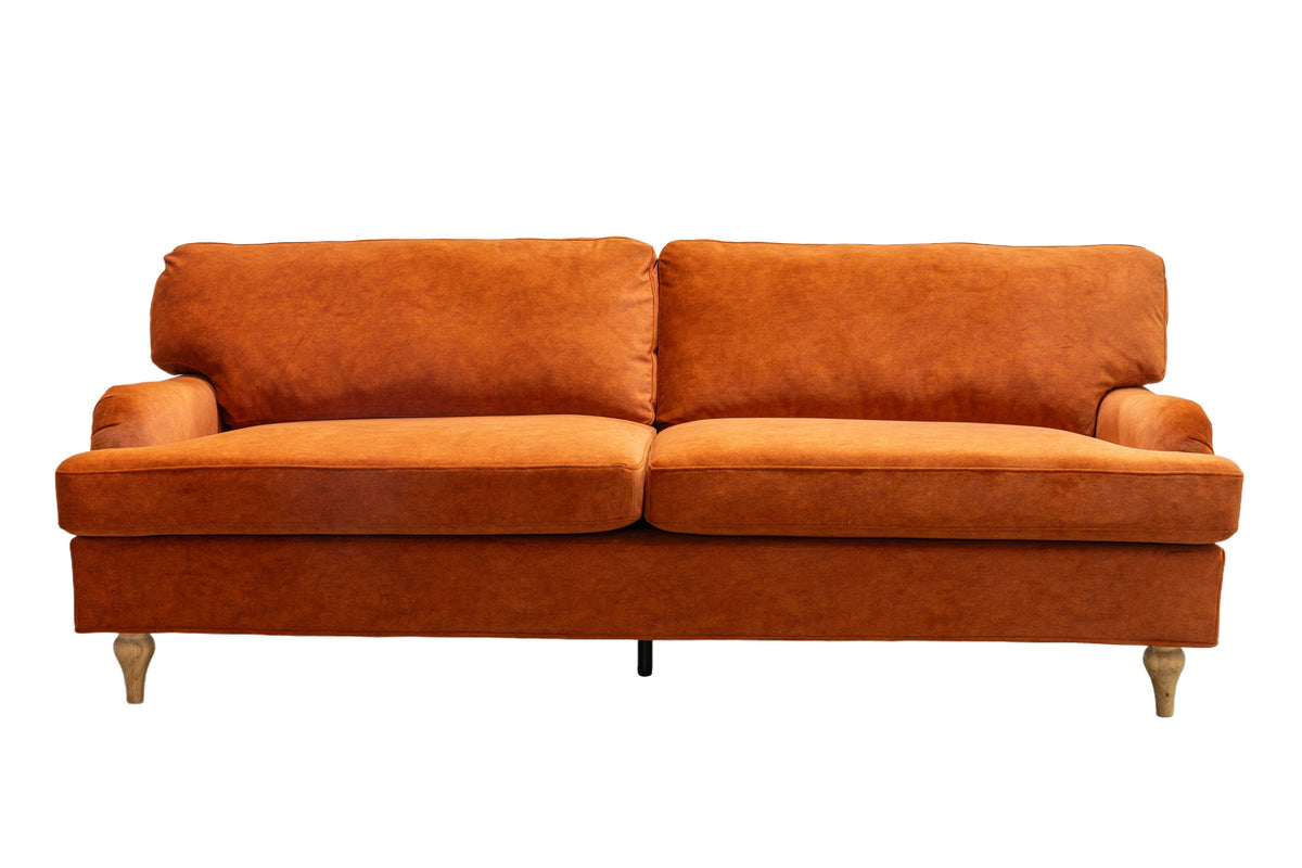 Hattie 3 &amp; 2 Seater Sofa | Burnt Orange Plush Velvet