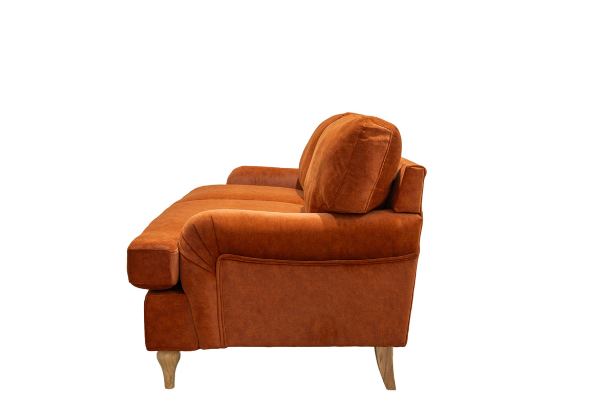 Hattie 3 &amp; 2 Seater Sofa | Burnt Orange Plush Velvet