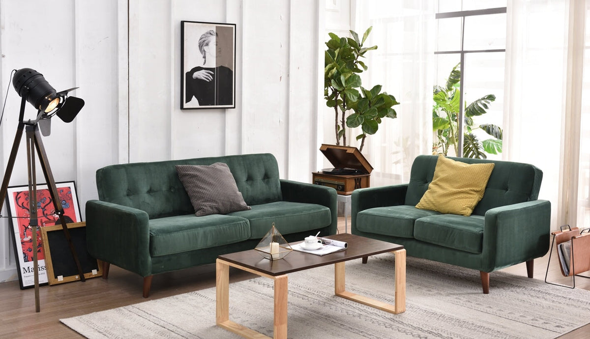 Dexter 2 Seater Sofa | Green Plush Velvet Sofas Casa Maria Designs 