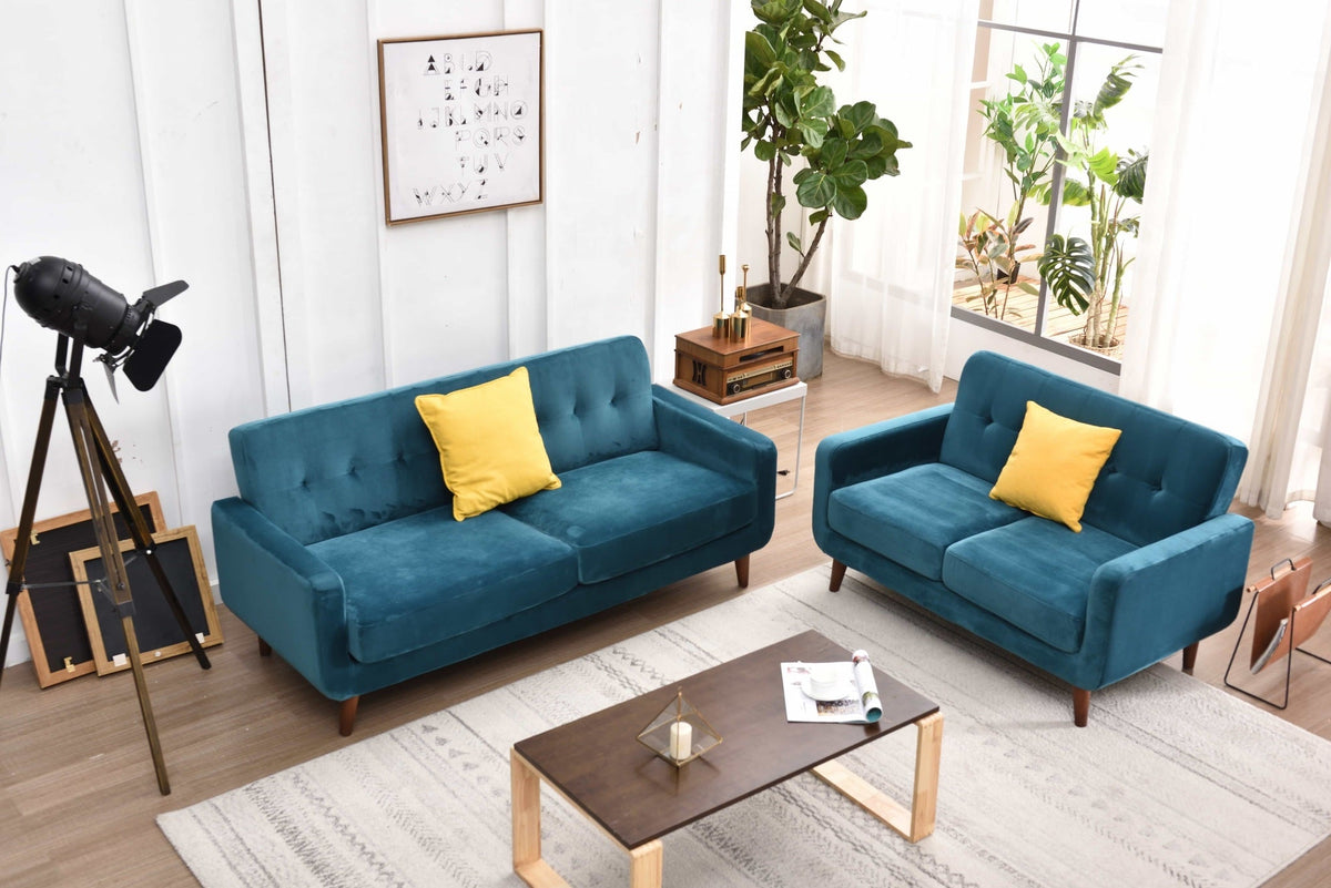 Dexter 3 Seater Sofa | Teal Blue Plush Velvet Sofas Casa Maria Designs 