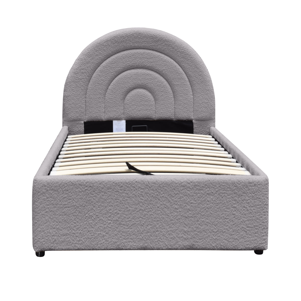 Emma Ottoman Storage Bed - Grey Bouclé &quot;Teddy&quot; Fabric - Size: 3ft Single