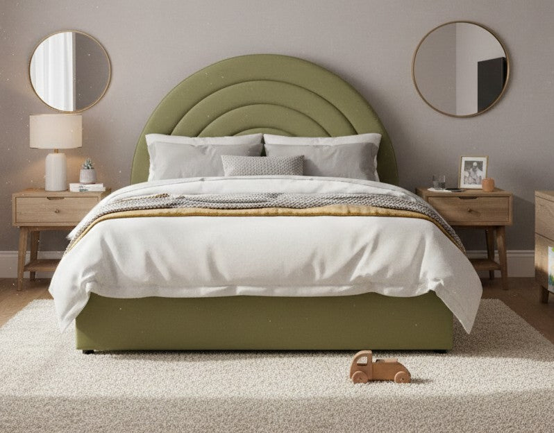 Emma Ottoman Storage Bed - Moss Green Plush Velvet - Size: 5ft King