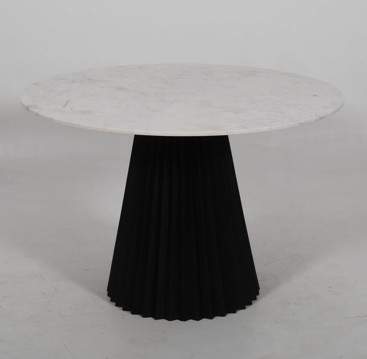 Tulsi Round Flute Design Solid Mango Dining Table with Real Marble Top - Black Casa Maria Designs 