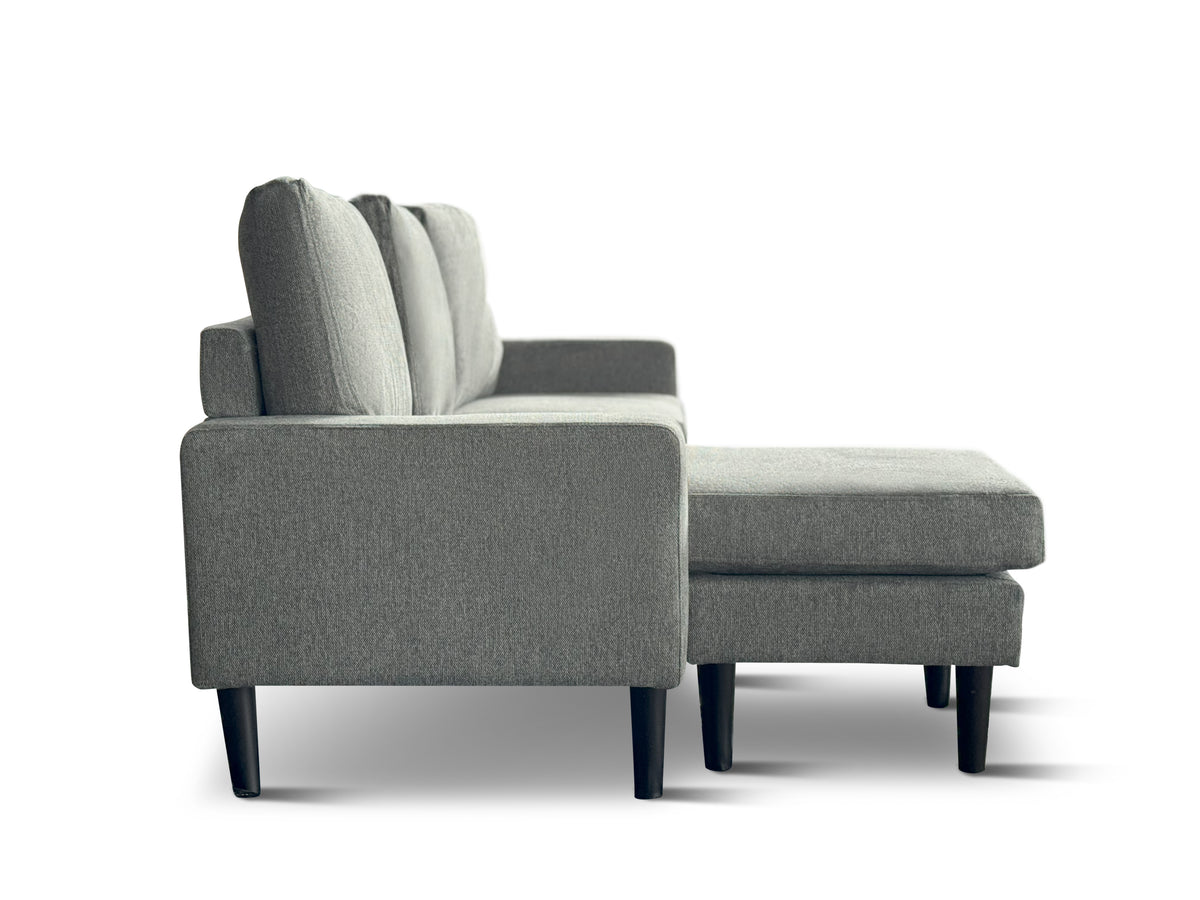 Chloe 3 Seater Sofa with Reversible Chaise in Grey Linen