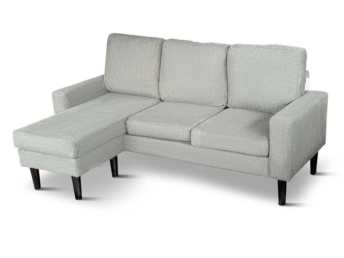 Chloe 3 Seater Sofa with Reversible Chaise in Grey Linen