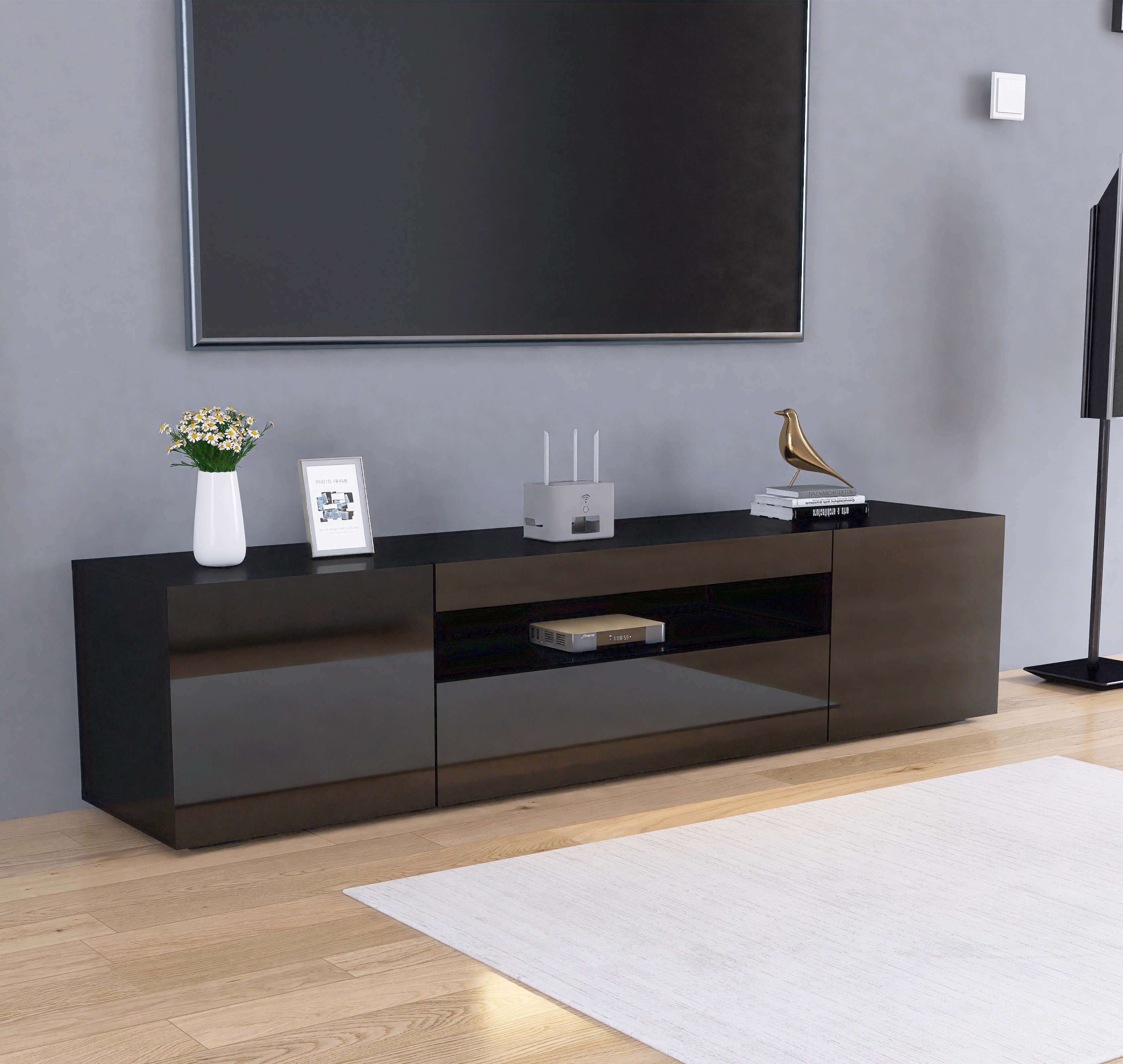 Enzo Modern 2 Doors 1 Drawer LED Low TV Stand Media Unit (160cms) High -  Casa Maria Designs