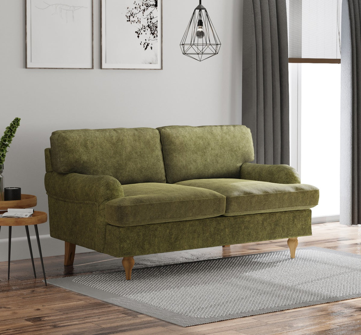 Hattie 2 Seater Sofa | Green Plush Velvet