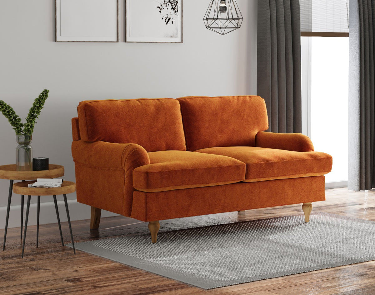 Hattie 2 Seater Sofa | Burnt Orange Plush Velvet