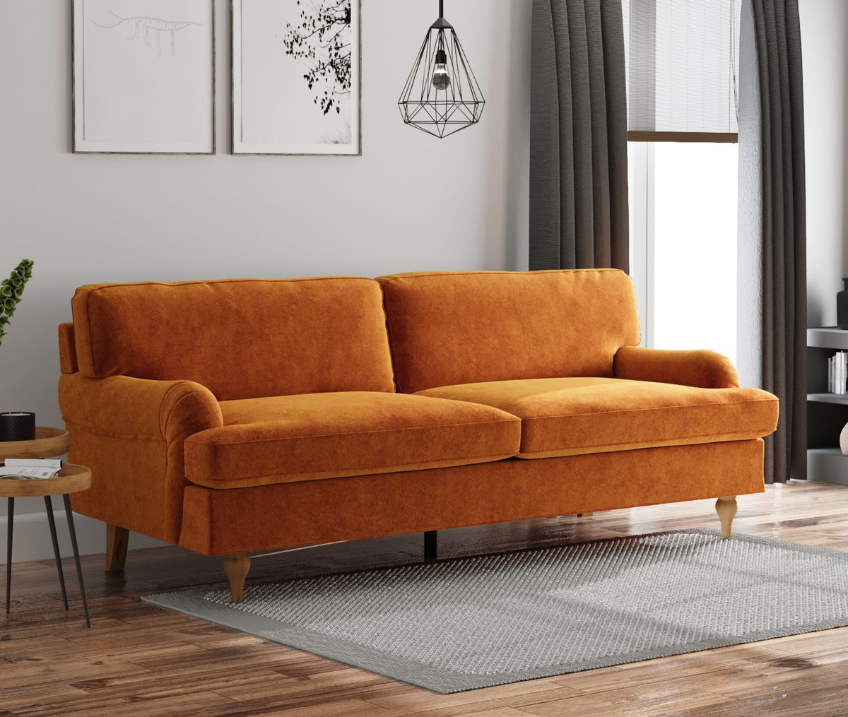 Hattie 3 &amp; 2 Seater Sofa | Burnt Orange Plush Velvet